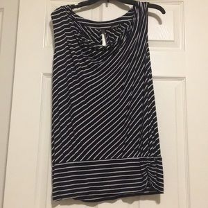 Navy and white striped express top